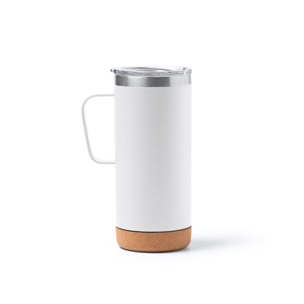 Caneca Térmica de Aço Inoxidável 350ml com Base de Cortiça