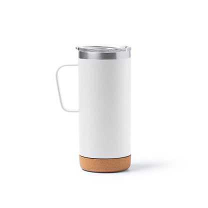 Caneca Térmica de Aço Inoxidável 350ml com Base de Cortiça