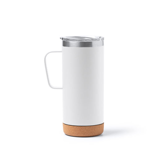 Caneca Térmica de Aço Inoxidável 350ml com Base de Cortiça