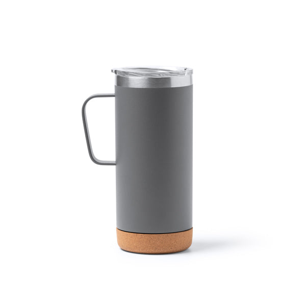 Caneca Térmica de Aço Inoxidável 350ml com Base de Cortiça