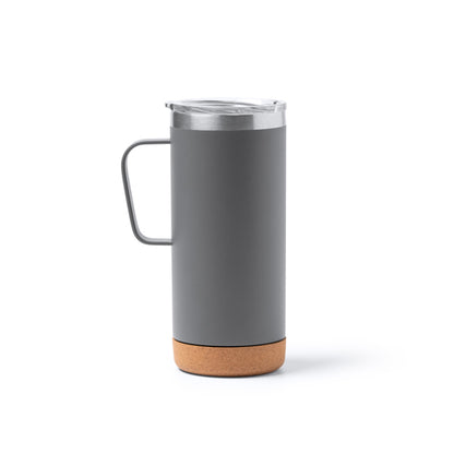 Caneca Térmica de Aço Inoxidável 350ml com Base de Cortiça