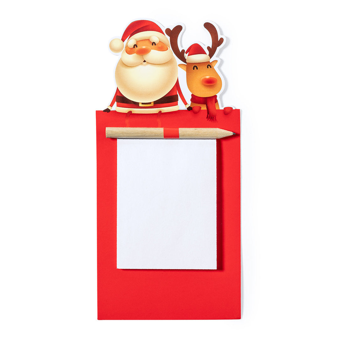 Imã com Bloco de Notas Natal Papá Noel e Rena