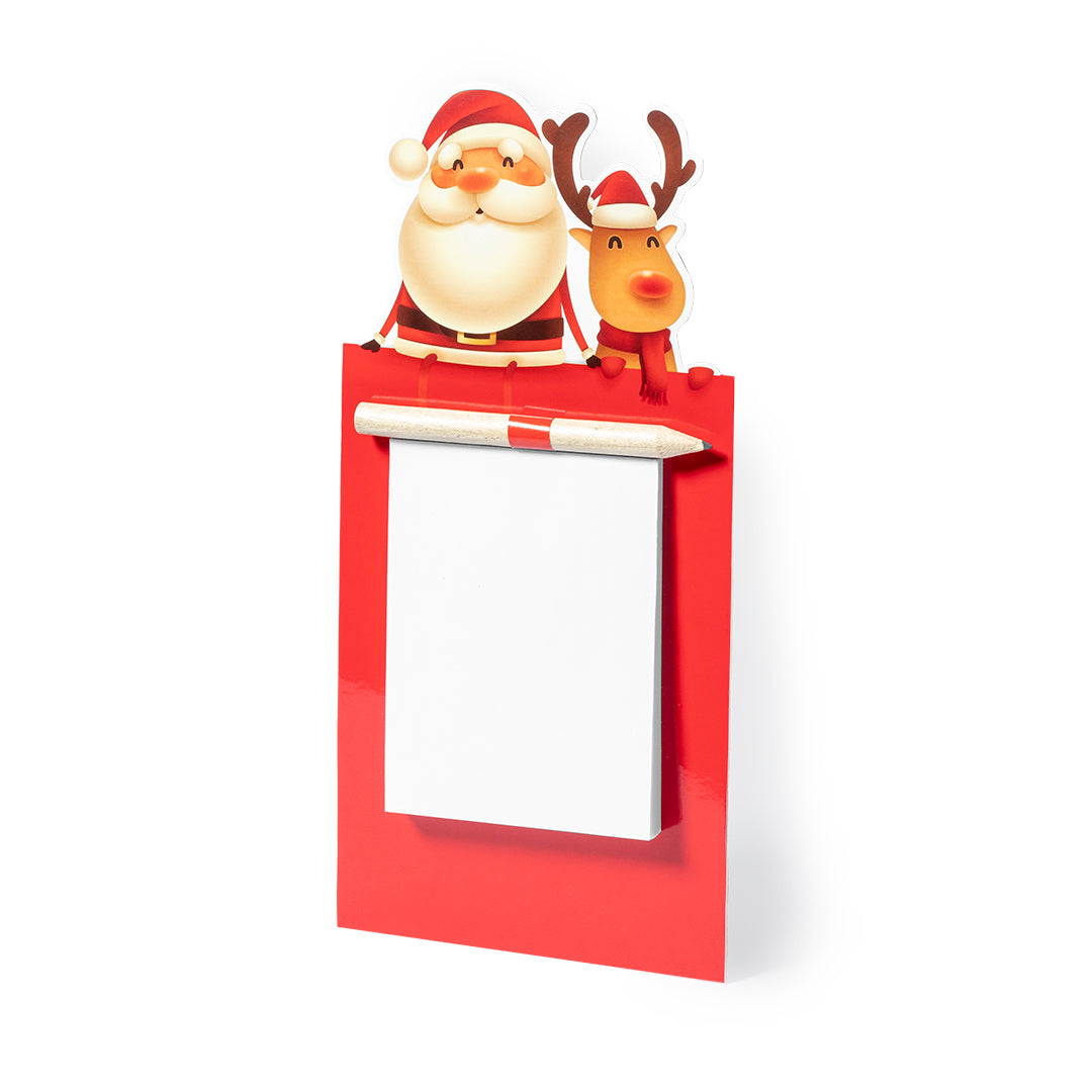 Imã com Bloco de Notas Natal Papá Noel e Rena