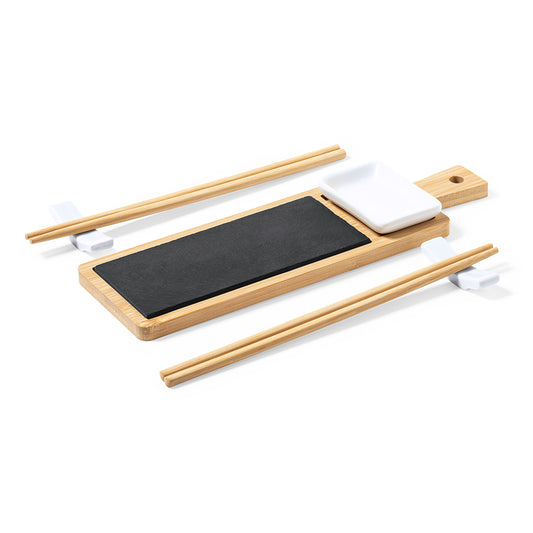 Conjunto de Sushi Premium em Bambu e Ardósia