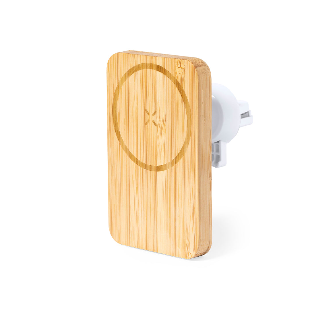 Suporte de Grelha para Smartphone em Bambu - Carregador 15W