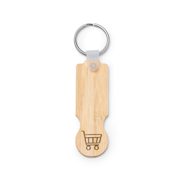 Chaveiro de Madeira com Ícone de Carrinho de Compras