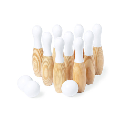Jogo de Bolos em Madeira Natural com Bolsa de Algodão