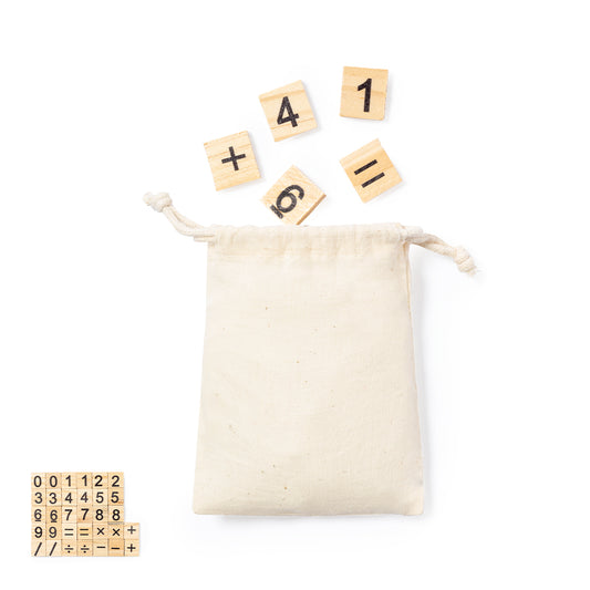 Jogo de Cálculo em Madeira Natural com Bolsa