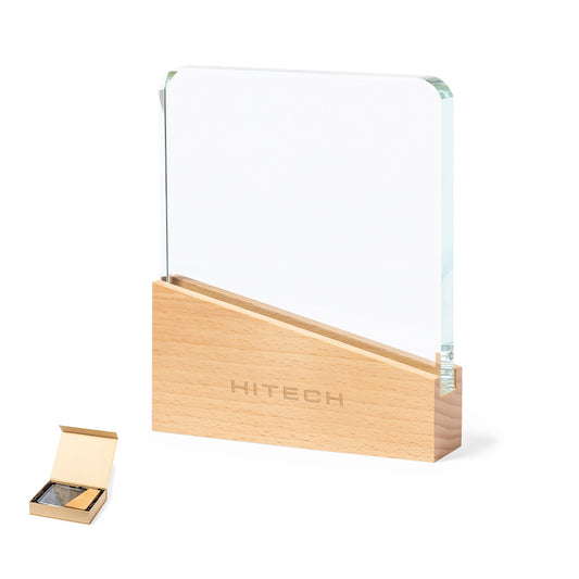 Placa Conmemorativa Vertu em Cristal e Madeira