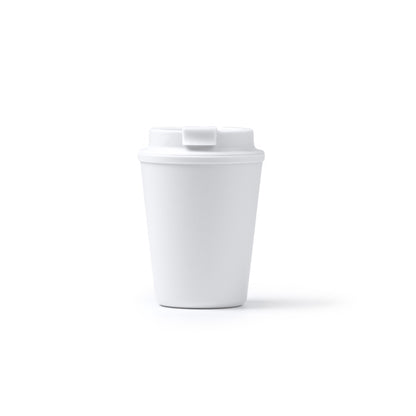 Copo de Plástico Branco 300ml com Tampa e Canudo