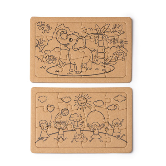 Puzzle em Madeira para Colorir com Desenhos Infantis