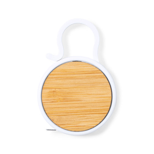 Fita Métrica 1m ABS Branco com Detalhe em Bambu