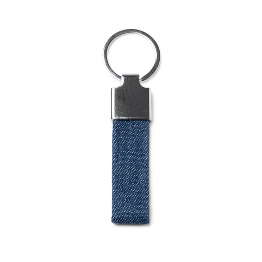 Chaveiro em Tecido Denim com Argola Metálica