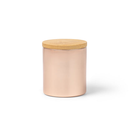 Lata de Armazenamento em Metal com Tampa de Bambu