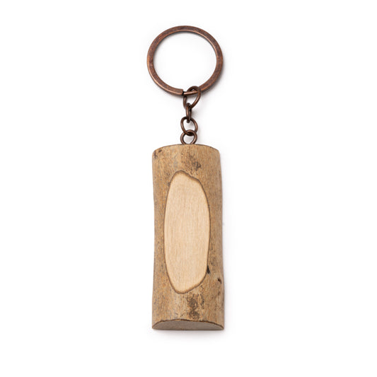 Chaveiro em Madeira Natural com Anel de Metal