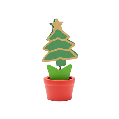 Árvore de Natal Decorativa em Madeira com Base de Vaso