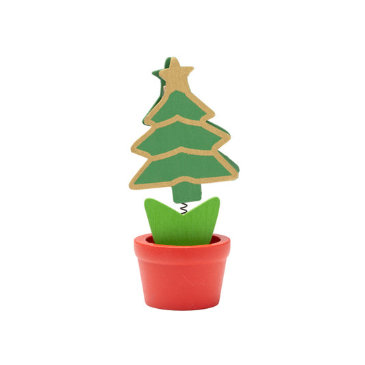 Árvore de Natal Decorativa em Madeira com Base de Vaso