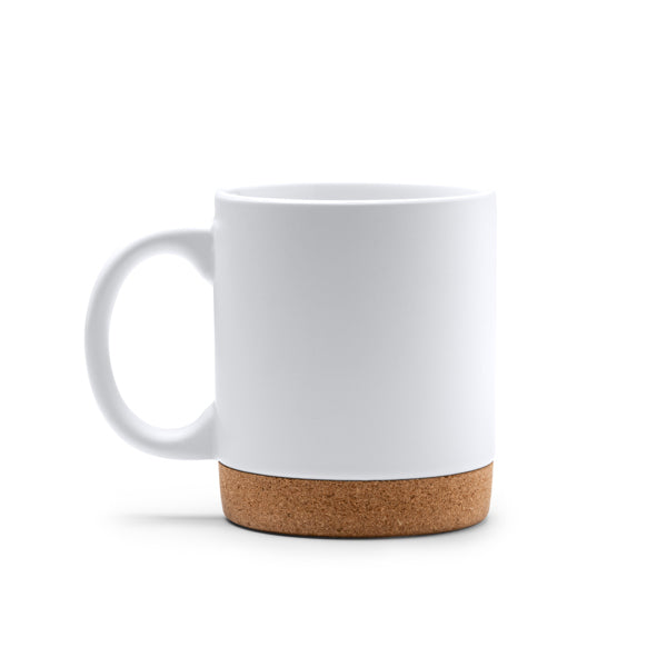 Caneca de Cerâmica Branca 350ml com Base de Cortiça