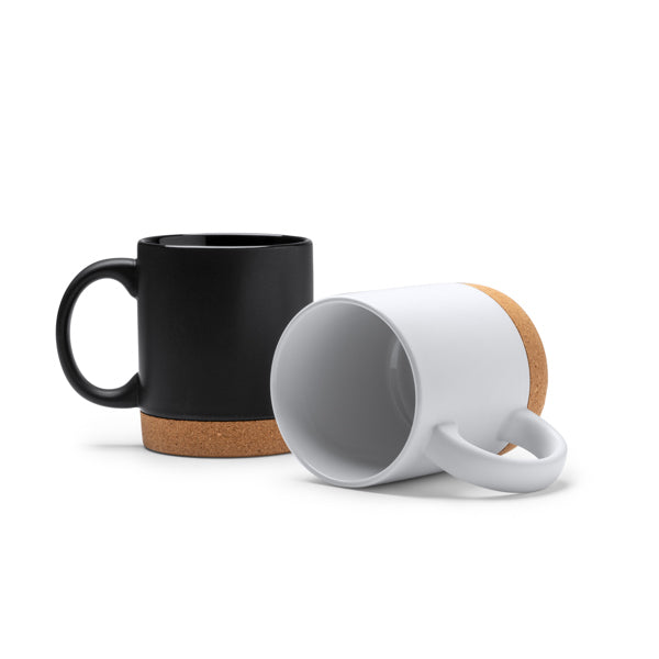 Caneca de Cerâmica Branca 320ml com Base de Cortiça
