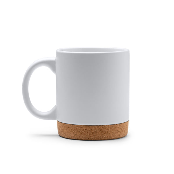 Caneca de Cerâmica Branca 350ml com Base de Cortiça