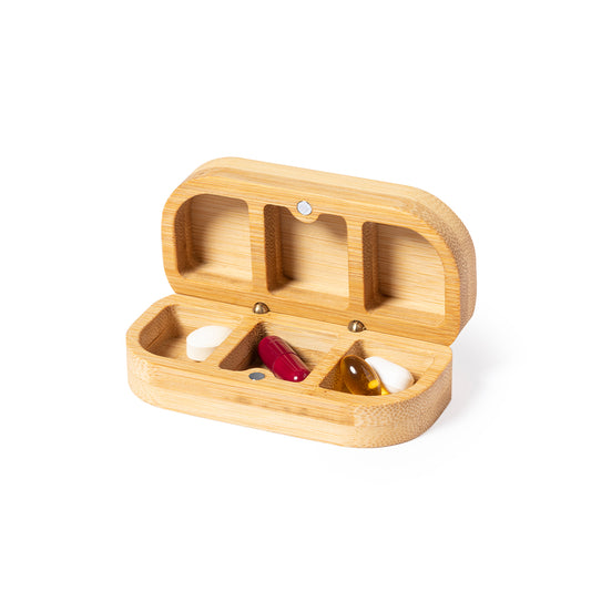 Caixa de Comprimidos em Bambu com 3 Compartimentos
