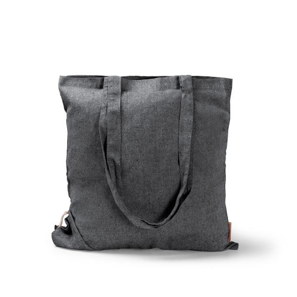 Saco Tote em Lona Cinza com Alças Longas