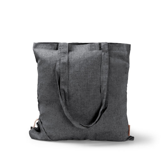 Saco Tote em Lona Cinza com Alças Longas