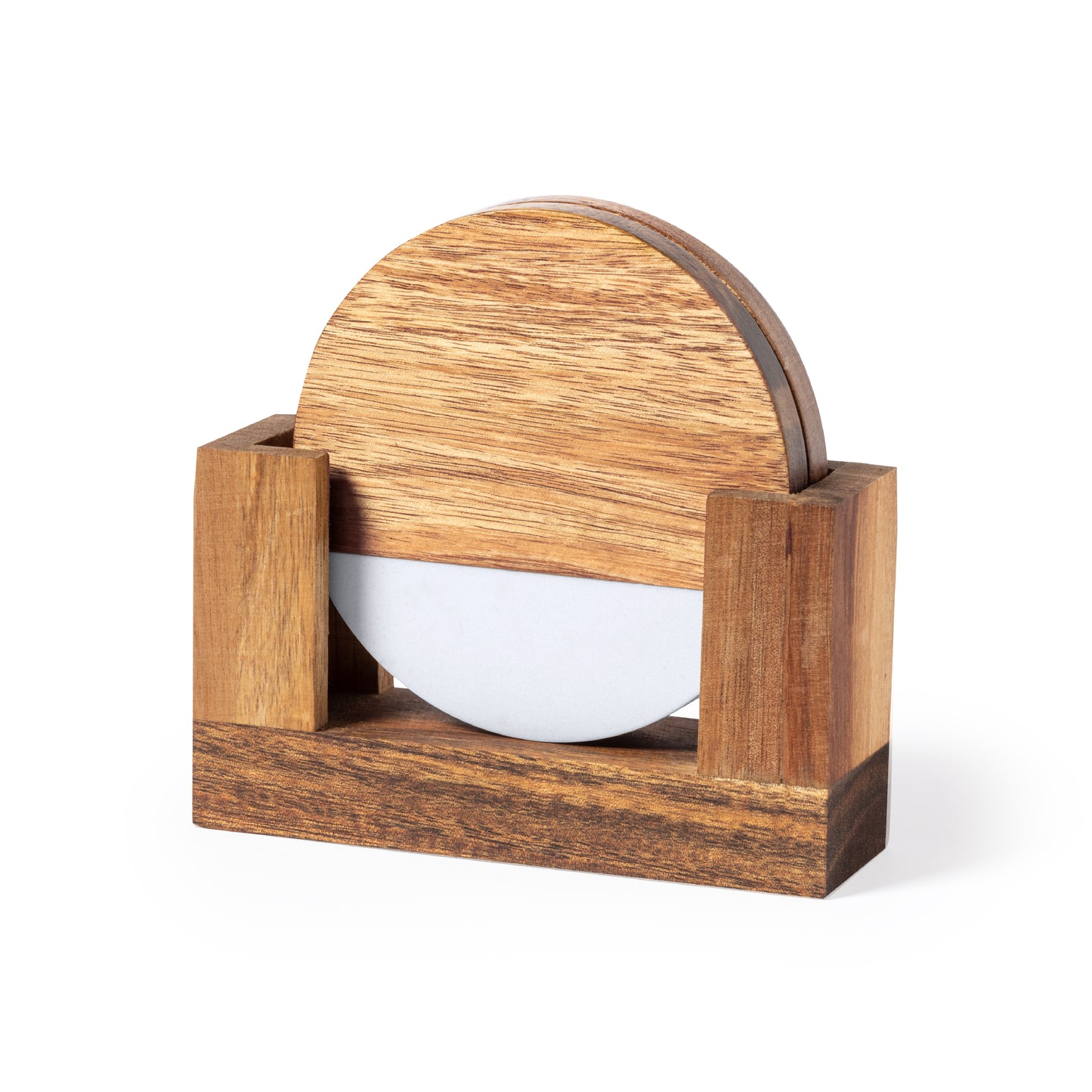 Set Elegante de 2 Posavasos em Madeira e Mármore