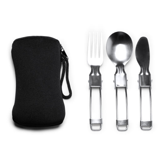 Conjunto de Talheres em Aço Inoxidável com Estojo de Transporte