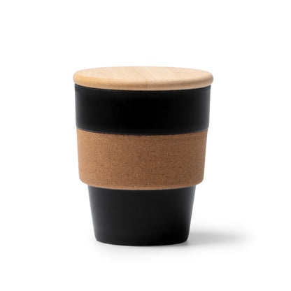 Copo de Cerâmica com Tampa de Bambu 350ml
