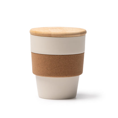 Copo de Cerâmica com Tampa de Bambu 350ml