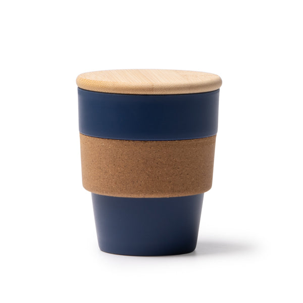 Copo de Cerâmica com Tampa de Bambu 350ml