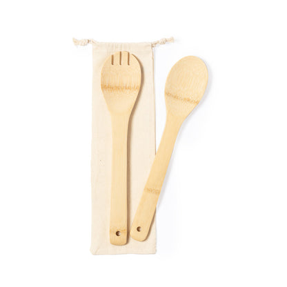 Conjunto para Salada em Bambu com Estojo de Algodão