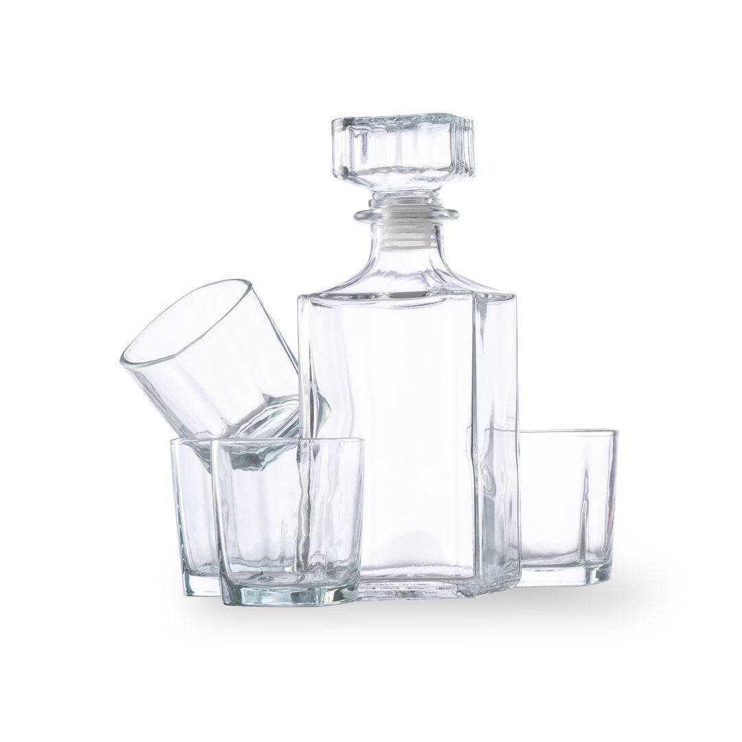 Conjunto de Whisky Elegante em Cristal - 4 Copos + Decantador