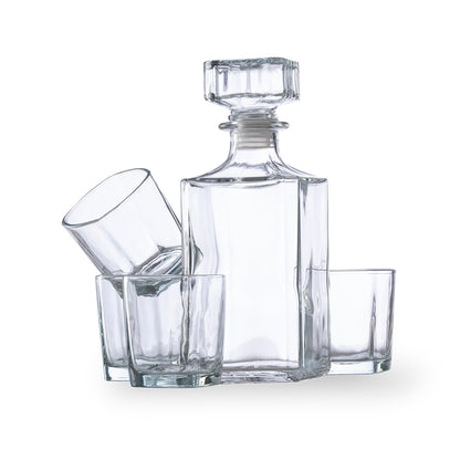 Conjunto de Whisky Elegante em Cristal - 4 Copos + Decantador