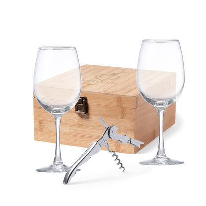 Conjunto de Vinhos Elegante com Estojo de Bambu