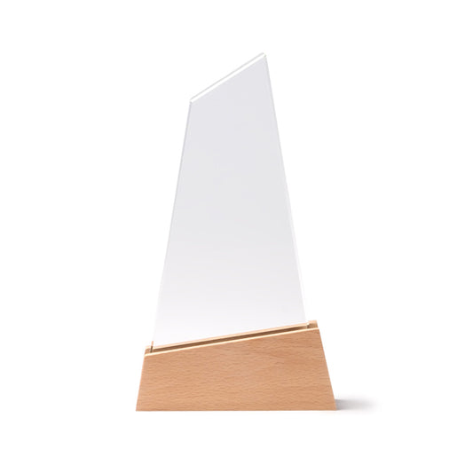 Troféu em Acrílico Transparente com Base de Madeira