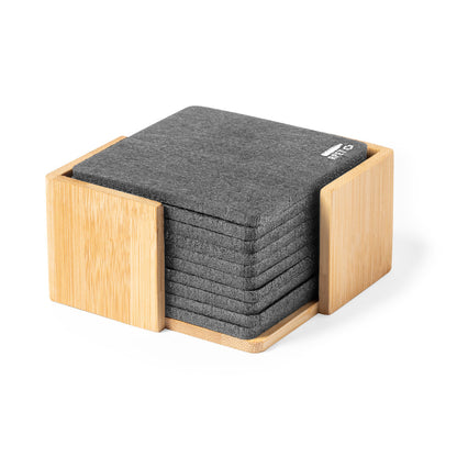 Set de 10 Posavasos Eco em Feltro RPET e Bambu