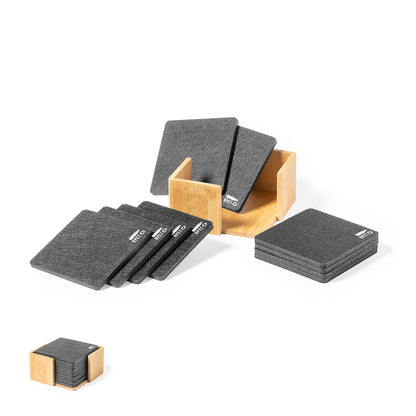 Set de 10 Posavasos Eco em Feltro RPET e Bambu