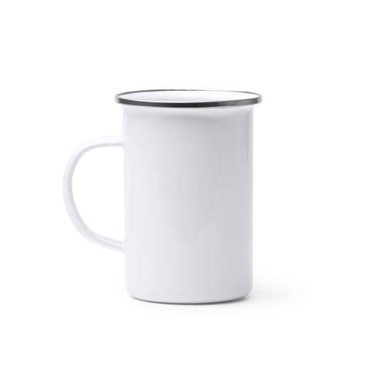 Caneca de Metal Branca 350ml com Borda Preta
