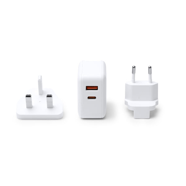 Carregador USB Dual em Plástico com Saída Rápida