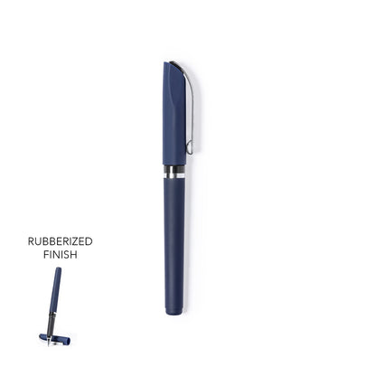 Caneta Roller Azul com Toque Borrachado