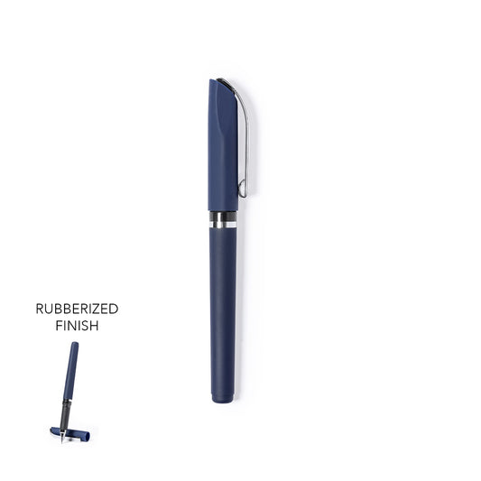 Caneta Roller Azul com Toque Borrachado