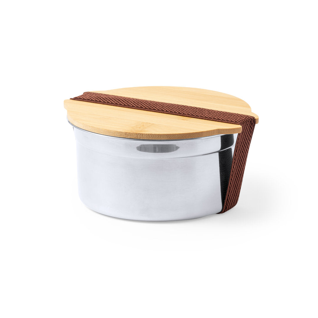 Lancheira Inox 800ml com Tampa de Bambu