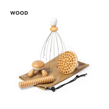 Conjunto de Massagem em Madeira Natural