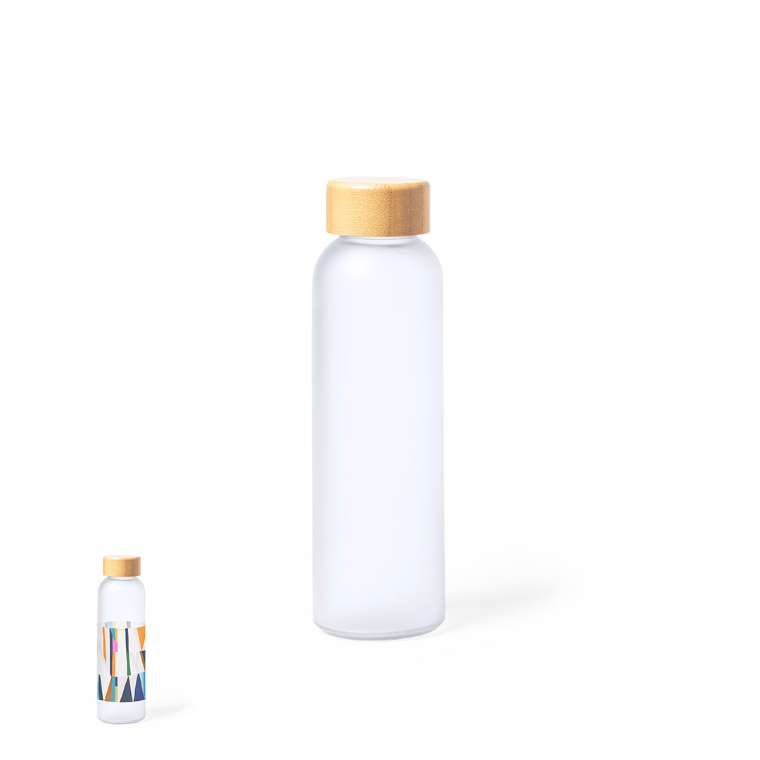Garrafa Eco de Vidro 500ml com Tampa de Bambu