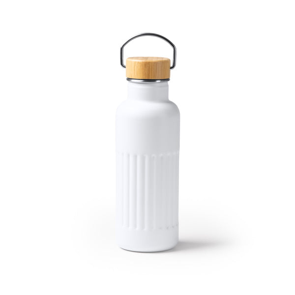Garrafa de Água em Aço Inoxidável 500ml com Tampa de Bambu