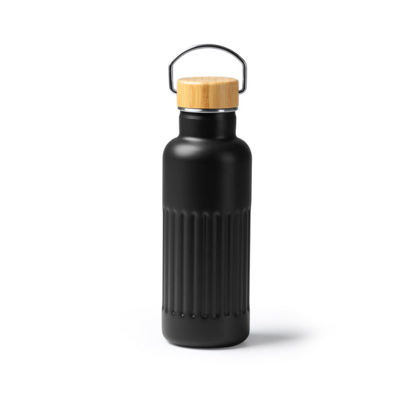 Garrafa de Água em Aço Inoxidável 500ml com Tampa de Bambu