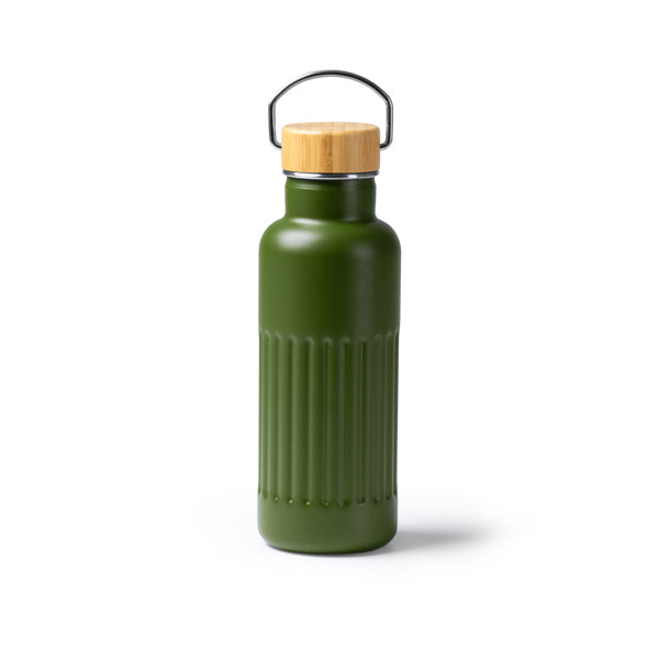 Garrafa de Água em Aço Inoxidável 500ml com Tampa de Bambu
