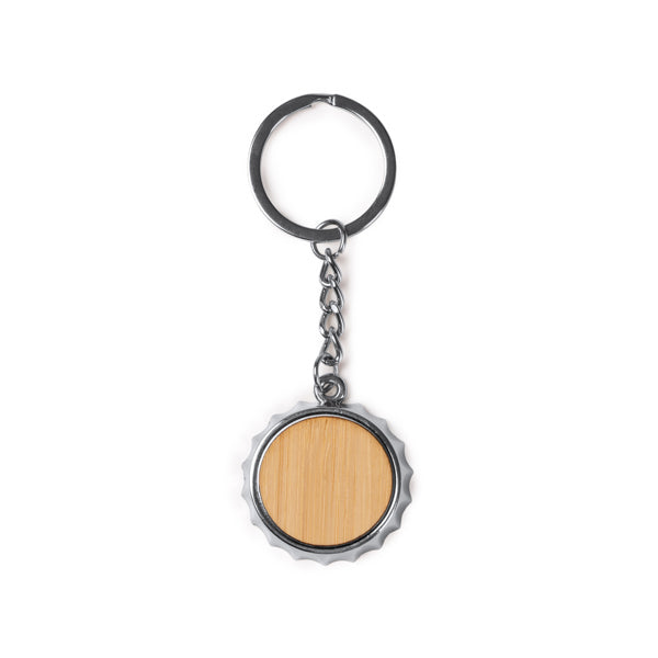 Chaveiro em Metal com Acabamento em Bambu